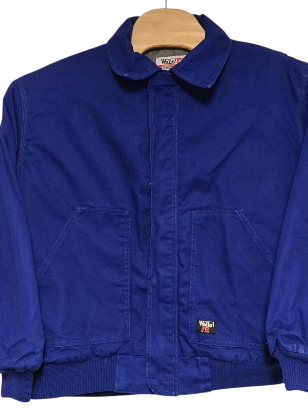 Walls FR Jacket Mens XL Blue Quilted Canvas Bomber Full Zip Workwear EUC